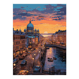 Картина по номерам на картоне 40*50 см "Вечерний Петербург"