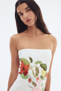Vestido estampado en mezcla de lino - H&m фото 6