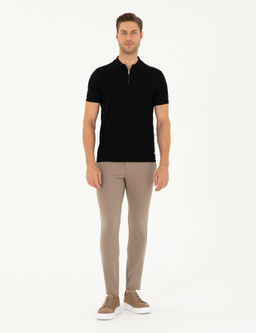 Siyah Slim Fit Fermuarl_ Polo Yaka Triko Ti__rt - Pierre cardin фото 4