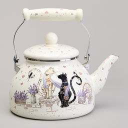 ЧАЙНИК AGNESS ЭМАЛИРОВАННЫЙ СЕРИЯ LAVANDER CATS, 2,6 Л  фото 4