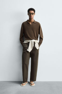 COTTON/HEMP KNIT POLO SHIRT