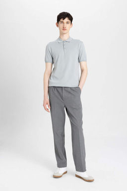 Slim Fit Dar Kesim K?sa Kollu Basic Duz Triko Polo Tisort - Defacto фото 5