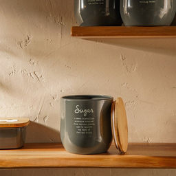 Банка для сахара SL Home, 1212 см, с бамбуковой крышкой, серая - Sima-land home фото 5