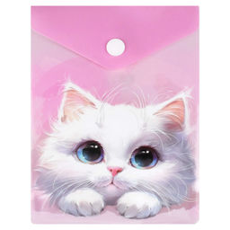 Цена за 2 шт. Папка для документов пластиковая Феникс+, арт. 72384/ 12 БЕЛЫЙ КОТ (полипропилен, формат А6, 15.8х11