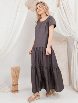 Платье длинное летнее с воланами - Almond фото 3