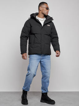 Куртка молодежная мужская зимняя с капюшоном черного цвета 8356Ch - Wonderrman фото 4