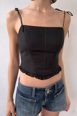 TOP CROP CORSETERO POPEL?N / Negro - Zara фото 9