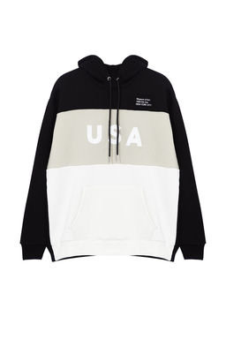 TRENDYOL MAN Siyah Oversize/Genis Kesim Renk Bloklu City Bask?l? Kapusonlu Sweatshirt TMNAW25SW00045 - Trendyolmilla фото 10