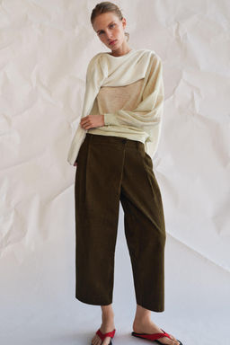 PANTAL?N CROPPED PINZAS ZW COLLECTION / Khaki - Zara фото 11