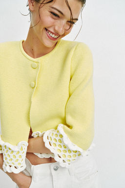 CHAQUETA COMBINADA PUNTO CROCHET / Amarillo - Zara фото 3