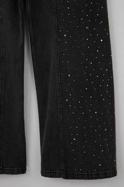 Siyah DOKUMLU Tasl? Dikis Detayl? Yuksek Bel %100 Pamuk Wide Leg Jeans TWOSS26JE00079 - Trendyolmilla фото 6