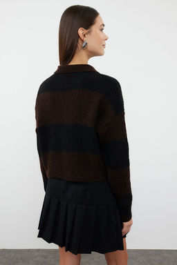 Tas Crop Yumusak Dokulu Renk Bloklu Triko Kazak TWOAW22KZ0226 - Trendyolmilla фото 13