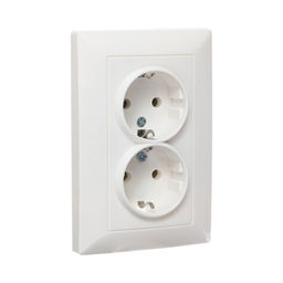 Розетка Luazon Lighting «Антей», 16 А, скрытая, IP20, двухместная, с заземлением, белая