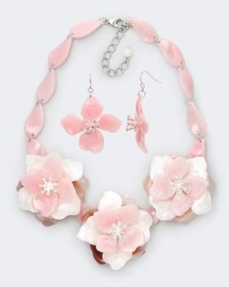 Selena. Accenta Набор "Первые цветы": колье и серьги, розовый