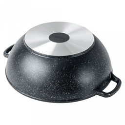 Казан с антипригарным покрытием 4л, д28см "Гранит", h10см, s0,4см, литые ручки, стеклянная крышка с пароотводом, подарочная упаковка (Россия)