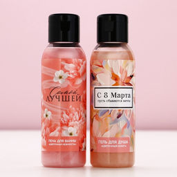 Подарочный набор 8 Марта!, гель для душа и пена для ванны 2?100 мл, мочалка для тела, Чистое счастье  фото 2