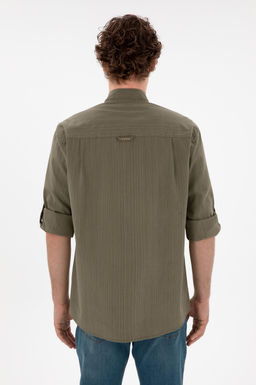 Мужская открытая рубашка с длинным рукавом хаки 1 бесплатно для 1 зоны в рубашках - U.s. polo assn фото 5