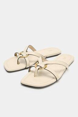 SANDALIA PLANA APLIQUE MET?LICO / Blanco - Zara фото 5