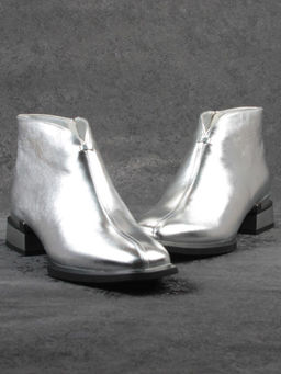 01-B50B-96C GREY/SILVER Ботинки демисезонные женские (натуральная кожа, байка)