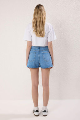 Mavi Tas Detayl? Normal Bel City Boy Denim Sort TWOSS25SR00176 - Trendyolmilla фото 4
