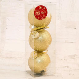 Ёлочные игрушки Праздничный блеск, шары новогодние, d=8 см, 3 шт., золотистый - Зимнее волшебство фото 2