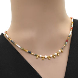 Чокер из циркона с жемчугом цвет микс, 41см