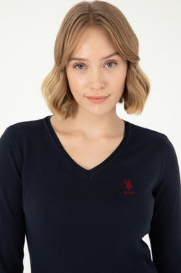 Женский темно-синий базовый свитер Неожиданная скидка в корзине - U.s. polo assn фото 9