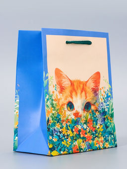 Цена за 4 шт. Пакет подарочный ламинированный Котик 11.5?14.5?6.5 см