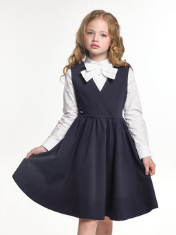 Сарафан Платье для девочки школьная форма синяя 22-7309 синий - Mini maxi фото 5