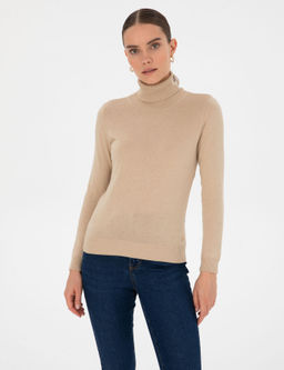 Bej Slim Fit Basic Kazak