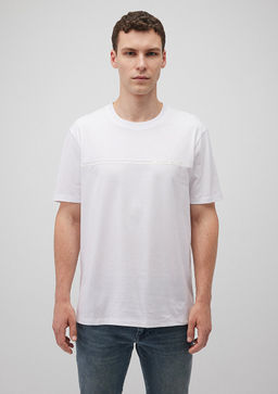 Bask?l? Beyaz Tisort - Mavi фото 3