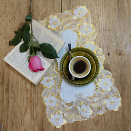 Набор салфеток 12 шт. 12*18 (30 см*45 см) арт. 1021G, 12-18-1021 БЕЛАЯ+ЗОЛОТО