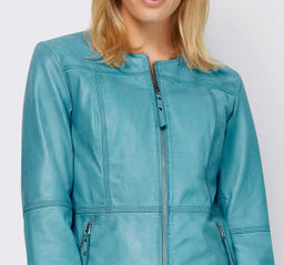 Куртка натуральная кожа, аквамарин - Linea tesini фото 5