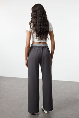 Antrasit Lastik Bel Detayl? Straight/Duz Kal?p Orme Esofman Alt? Pantolon TWOAW25EA00013 - Trendyolmilla фото 5