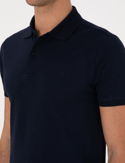 Lacivert Slim Fit %100 Pamuk Polo Yaka T-shirt - Cacharel фото 7