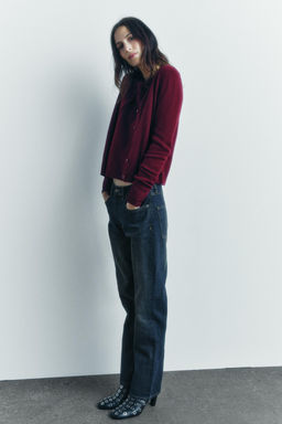 100% WOOL PLAIN KNIT CARDIGAN