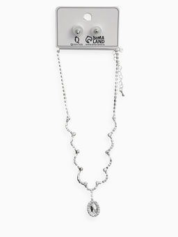 Набор 2 пред-а: серьги, колье "Вечерний шик" капля ажурная, цвет белый в серебре