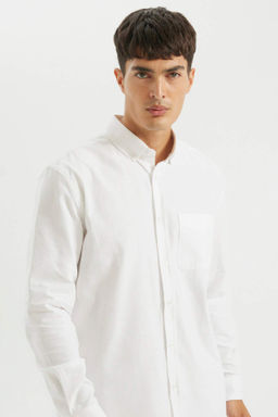 Regular Fit Polo Yaka Oxford Basic Duz Uzun Kollu Gomlek - Defacto фото 8