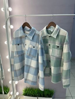 512 Рубашка клетка, голубой - Knitka wear фото 6