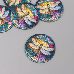 Цена за 5 шт. Декор для творчества дерево Стрекоза. Витраж, 4.64.60.3 см