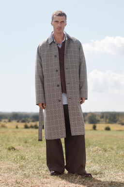 LIMITED EDITION CHECK TRENCH COAT WITH LEATHER DETAIL