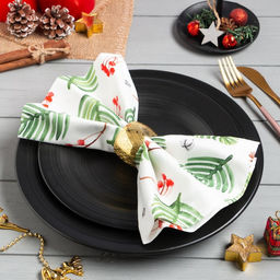 Набор новогодних салфеток С Новым Годом с декоративными кольцами, 40х40 см - 4 шт, хлопок, саржа - Этель фото 2