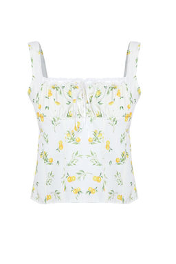 Trendyolmilla Ekru Ask?l? Limon Desenli Onu Buzgulu Crop Dokuma Bluz TWOSS25BZ00052  фото 8