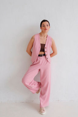 12630 Костюм брючный с жилетом пудровый - Martichelli фото 5