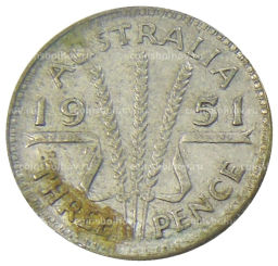 Монета 3 пенса 1951 года Австралия