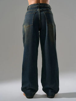 Джинсы мом с высокой посадкой широкие