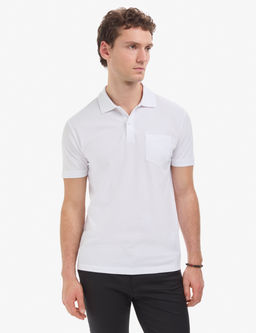 Beyaz Regular Fit %100 Pamuk Cepli K_vr_lmaz D__meli Polo Yaka Basic Ti__rt