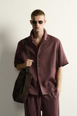 CAMISA RELAXED FIT 100% LINO / Burdeos