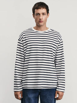 Лонгслив из 100% хлопка в полоску / Zarina  фото 3