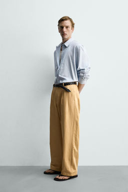 PANTAL?N CHINO STRAIGHT FIT ALGOD?N - LINO / Beige - Zara фото 4